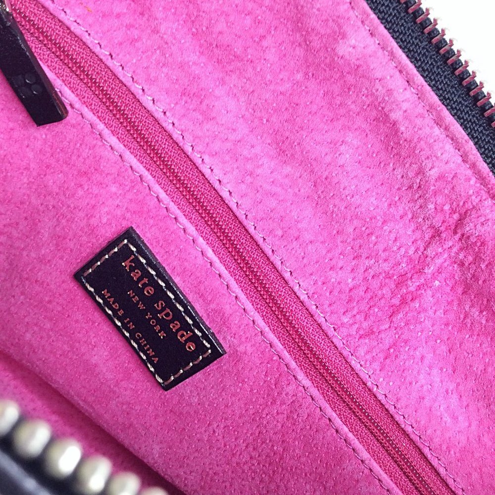 Kate Spade New York‎ Quilted Shoulder Bag Purse Black Pink Suede Lining - Picture 10 of 10